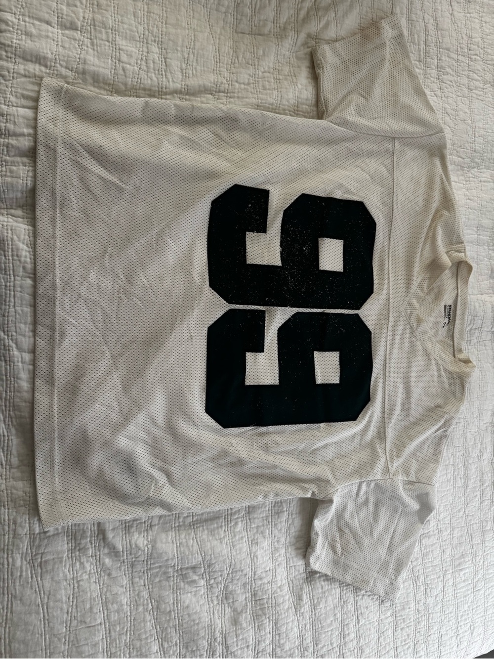 Urban Outfitters White Mesh Jersey with Black Number 69